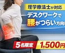 デスクワークで腰がつらい方｜動きやすい体へ導きます 状態にあわせて、メニュー表とチェックリストを作成します イメージ1