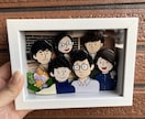 似顔絵イラストを立体シャドーボックスでお届けします 家族写真風イラスト(上半身まで)をプレゼントしませんか？♪ イメージ5