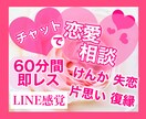 チャットで恋愛相談❤️60分間即レスします 失恋 復縁 喧嘩 片思い❤️恋愛の悩みの解決法一緒に探します イメージ1