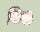 お花のかんむりを載せた可愛い似顔絵お描きします アイコンにおすすめ♪背景色が選べる◎お子さんペット家族に！ イメージ2
