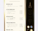 洗練されたサロンのメニュー表をお届けします 大人が惹かれる、上品なデザインを作成いたします。 イメージ1