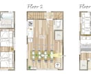 家具付⭐︎戸建、民泊用手描き風間取り図作成します 家具や床材、寝具など再現します イメージ4