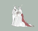 ウエディングアイテムに使えるイラストを描きます ウエディングフォトを線画イラストにします。 イメージ3