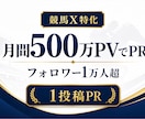 月間500万PVの競馬Xアカウントで宣伝します フォロワー10,000人超！競馬に強いアカウントで1投稿PR イメージ1