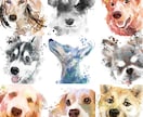 ペット愛犬の似顔絵、水彩風アートにデザインします プレゼント・記念日・遺影にも。ポスターやパネル納品も可能 イメージ2