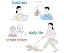 人物や動物などをシンプルかつ多彩なタッチで描きます イラスト中心にバナーなどの制作も可能。まとめてリーズナブルに イメージ1