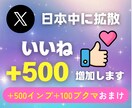 X（Twitter）いいね500個増やします ＋インプ500+ブックマーク100プレゼント★振り分け可 イメージ1