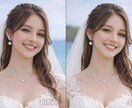 ウエディングフォトの美肌補正・痩身レタッチ承ります 「別人にならない」を大切にし、自信が持てる仕上がりに イメージ2