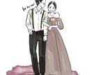 オシャレな線！ブライダルイラスト描きます お写真を元にカップルのイラストデータ作成します イメージ2