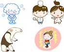 簡単にイメージを提案するだけで、安心感のあるかわいい雰囲気のキャラクターを製作いたします。 イメージ2