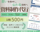 資料制作のお悩みをサポートいたします 伝えたい想いを整理し、伝わる資料へ。 イメージ1