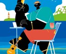 音楽聴いてビール飲んで楽しくなるイラスト描きます この変なキャラがのんびりと登場するイラストです。 イメージ2