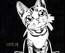 あなたの猫ちゃんを世界に1つだけのアートにします 10cmキャンバスに黒ペンで似顔絵を描きます イメージ1
