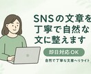 SNSの文章を自然で丁寧な文に整えます やさしく読みやすい文章に仕上げます。即日OK イメージ1