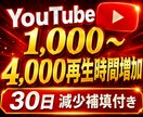 YouTube 収益化！1000~時間増やします 30日減少補填！1,000~4,000時間の再生時間を増加！ イメージ1