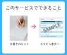 Excel専門データ入力代行。使えるデータにします 画像、PDFの文字をエクセルのデータへ。入力代行します。 イメージ4