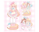 商用利用可！可愛い主線なしイラスト作成します ファンシー&可愛い！グッズやアクキーにおすすめです♪ イメージ4