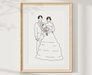 思い出の1枚をイラストにします 小粒おめめの似顔絵線画イラスト イメージ3