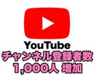 YouTube 登録者数を1000人増やします SNSの宣伝・拡散はおまかせください！ イメージ1