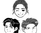 個性的なかわいいモノクロ似顔絵をお描きします 個性が出そう　かっこいいアイコン！ イメージ1
