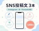 SNS投稿文を3本作成します 伝えたい内容を読みやすい投稿文に整えます イメージ1