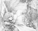単色でアナログ風の挿絵やイラストを描きます 表情豊かな動きある人物や動物を描きます イメージ2
