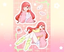 配信者様へ！お部屋着ステッカー風イラスト描きます 胸上・全身・小物が一枚にギュッと詰まった豪華４点セット！ イメージ10