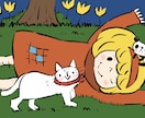 シンプル・絵本タッチの可愛いイラストを描きます ゆるーいネコなどの動物、女の子が得意です イメージ3