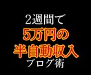 2週間で5万円の半自動収入を得たブログ術教えます ライバル不在のブルーオーシャンで戦わずして勝ちたい人へ イメージ1