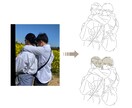 お写真からシンプルな線画イラストをお作りします おひとりの写真から大人数の写真まで◎ イメージ1