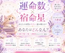運命数×宿命星×あなたがどんな人かを鑑定します 運命数・宿命星・生まれ持った性格や特徴をお伝えします。 イメージ1
