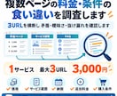 複数ページの料金・条件の食い違いを調査します 3URLを横断し矛盾・曖昧さ・抜け漏れを確認します イメージ1