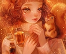 色と小物で創る世界観！ふわふわ可愛い女の子描きます 好きを詰めた宝物の一枚に。SNS、ヘッダー、グッズ利用もOK イメージ4