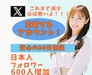 X(エックス)日本人フォロワー600人増加します アクティブユーザーの日本人アカウントがフォローします イメージ1