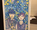 元デザイナーが手書きでウェルカムボード描きます 点々を施したウェルカムボードです イメージ1
