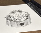ペットの猫を白黒ペン画でポストカードに描きます アナログのペン画で味のある一枚を〜郵送のみ対応〜 イメージ1