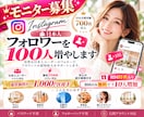 モニター募集｜インスタフォロワー100人増やします 無料特典付き｜期間限定｜通常3,000円→2,000円 イメージ1