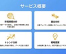市場調査・ビジネス分析レポートを作成します 丸投げOK！AIを活用してフラットな視点で分析を行います。 イメージ3