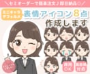 デフォルメミニキャラ表情アイコン8点セット描きます 使いやすい喜怒哀楽セットでSNSの印象アップ♪ イメージ1