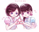 明るくかわいいキラふわ似顔絵(上半身)描きます 思い出やプレゼント用にも！最強にかわいくてウケ良し♡ イメージ1