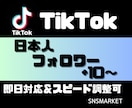 TikTokアクティブ日本人フォロワー増やします 安心アクティブ日本人フォロワー手動で！！+10増やします。 イメージ1
