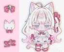 ぬい風ミニキャラ描きます ぬい風ミニキャラと簡易な2〜3つのモチーフ入り1枚絵です イメージ4