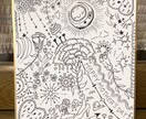 おうち時間に飾りたくなる大人の塗り絵をお届けします 個性的なイラストの線画を色紙に描きお届けします！ イメージ1