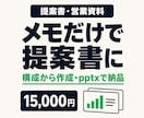 提案書・営業資料をパワポで構成から作成します 箇条書きのメモだけでOK。伝わる順に組み直してpptx納品 イメージ1