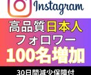 インスタ_日本人フォロワー100名_増やします Instagram追加＋100〜1,000名増加も対応 イメージ1
