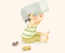 子どもの写真から絵本風イラストに仕上げます 育児の思い出を1枚にやさしいタッチの後ろ姿・横顔イラスト イメージ2