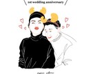 プレゼントにぴったり！おしゃれな線画似顔絵描きます 女性ファッション誌掲載などで活躍中のイラストレーターが制作 イメージ2