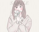 フェミニンなスクエア似顔絵を描きます 家族・恋人・自分へのプレゼントに イメージ2