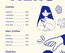 韓国風シンプルカフェ向けメニュー表作成します インスタ映えするおしゃれなカフェデザインが得意です イメージ2