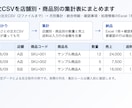 注文CSVを店舗別・商品別の集計表にまとめます 毎月の注文CSVから集計Excelを作成、確認事項つき イメージ1